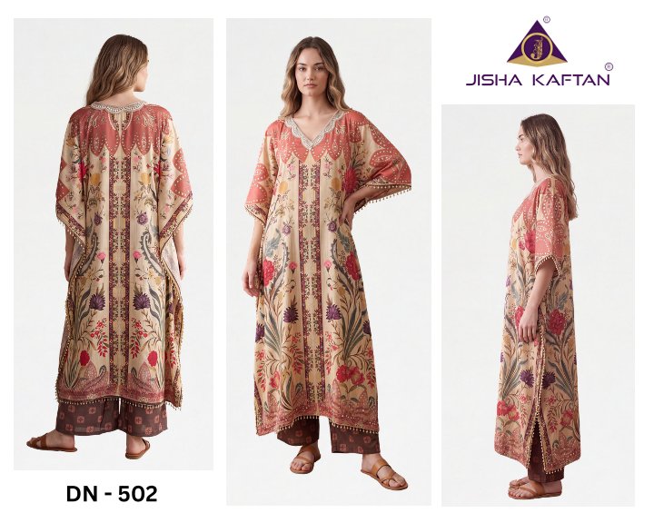 Kaftan With Necklace Vol 1 Jelite Jisha Feather Silk Co Ord Set Exporter Gujarat