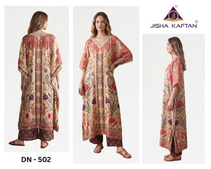 Kaftan With Necklace Vol 1 Jelite Jisha Feather Silk Co Ord Set Exporter Gujarat