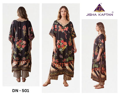 Kaftan With Necklace Vol 1 Jelite Jisha Feather Silk Co Ord Set Exporter Gujarat