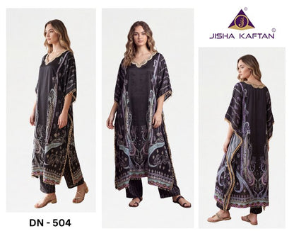 Kaftan With Necklace Vol 1 Jelite Jisha Feather Silk Co Ord Set Exporter Gujarat