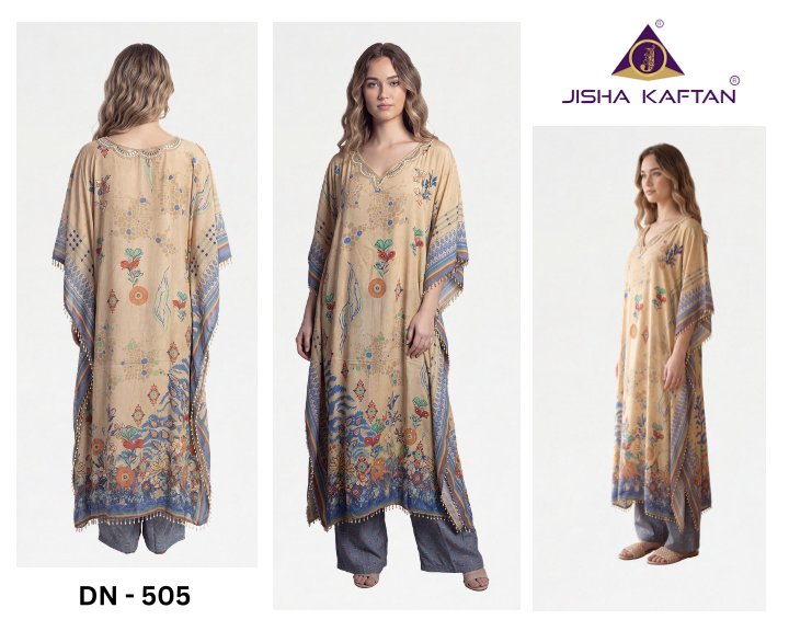 Kaftan With Necklace Vol 1 Jelite Jisha Feather Silk Co Ord Set Exporter Gujarat