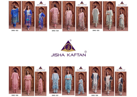 Kaftan With Necklace Vol 3 Jelite Jisha Poly Feather Silk Co Ord Set Supplier India