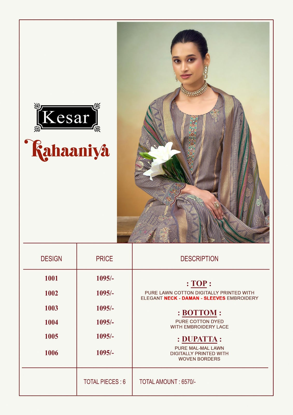 Kahaaniya Kesar Lawn Cotton Karachi Salwar Suits Wholesale