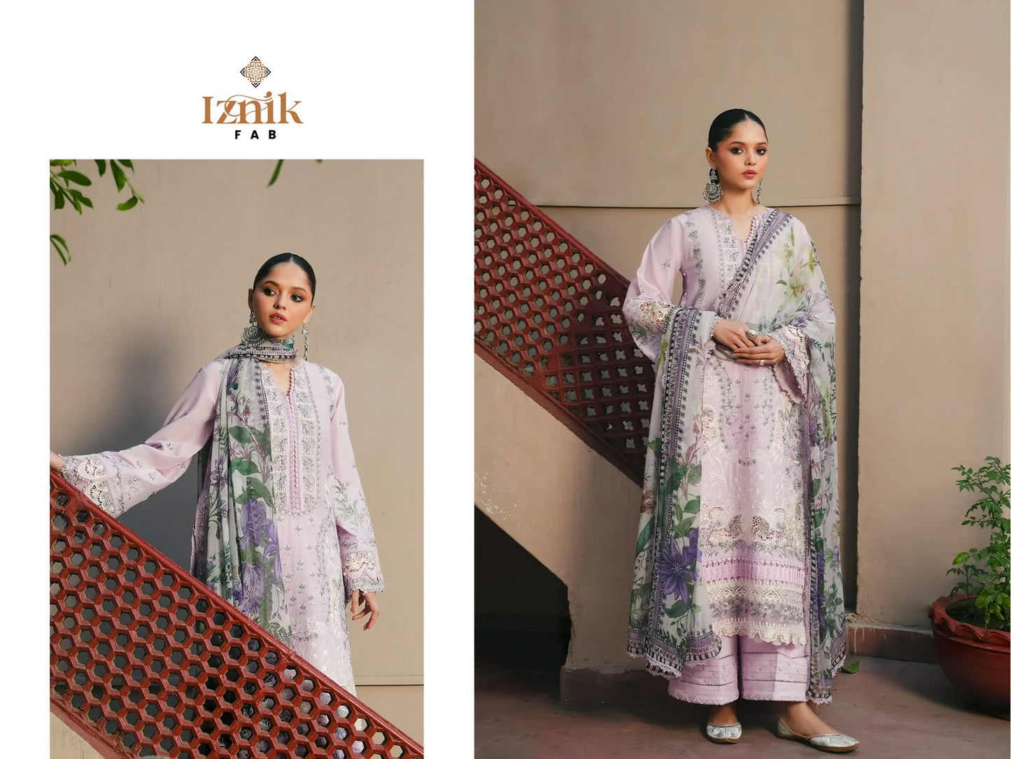 Kahf 2 Premium Lawn Collection Iznik Fab Cambric Cotton Pakistani Salwar Suits Exporter Gujarat