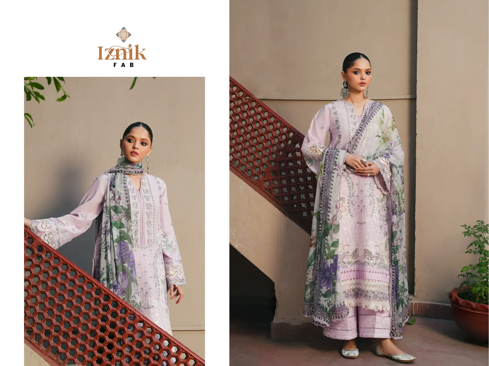 Kahf 2 Premium Lawn Collection Iznik Fab Cambric Cotton Pakistani Salwar Suits Exporter Gujarat