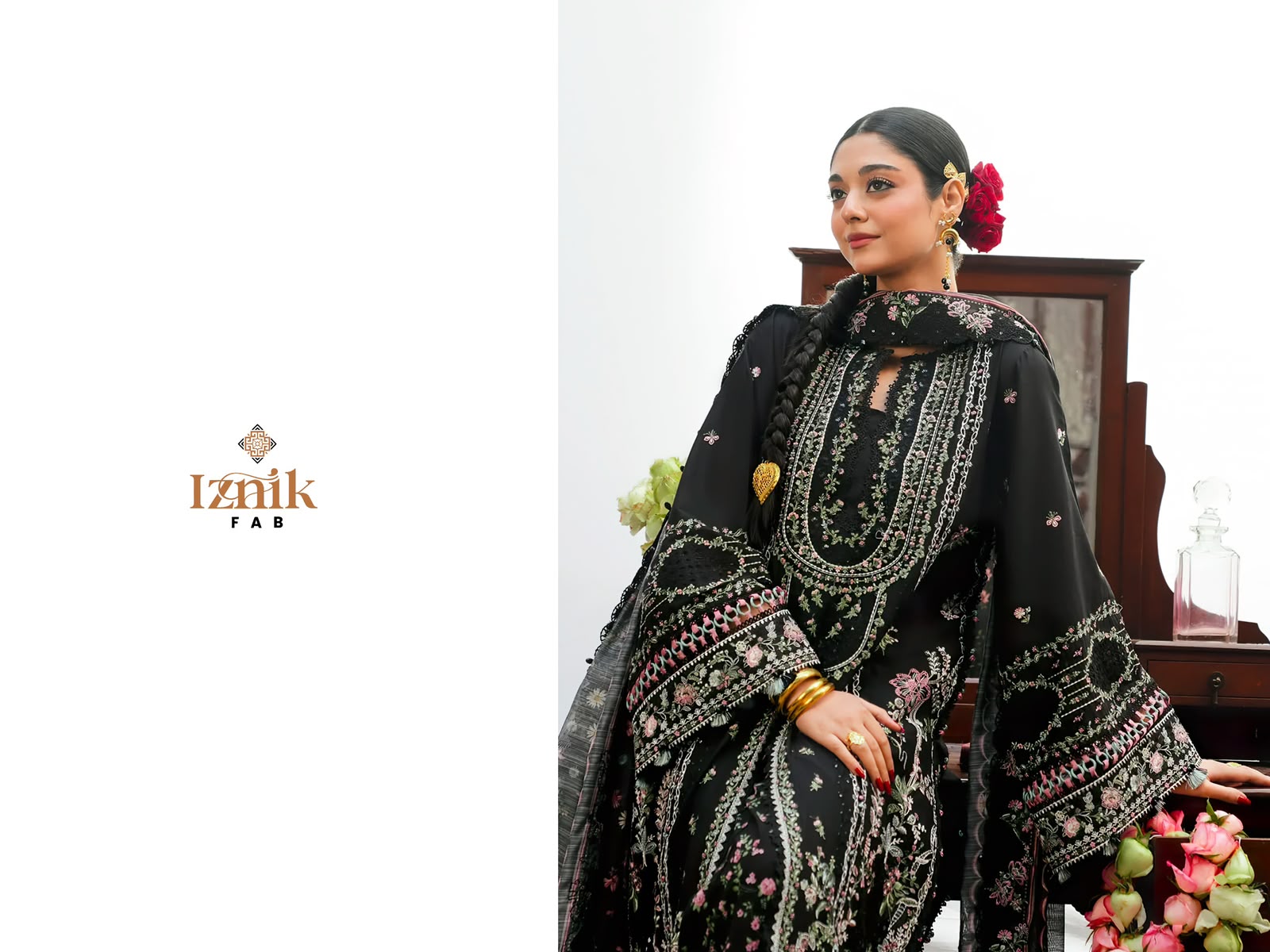 Kahf 2 Premium Lawn Collection Iznik Fab Cambric Cotton Pakistani Salwar Suits Exporter Gujarat