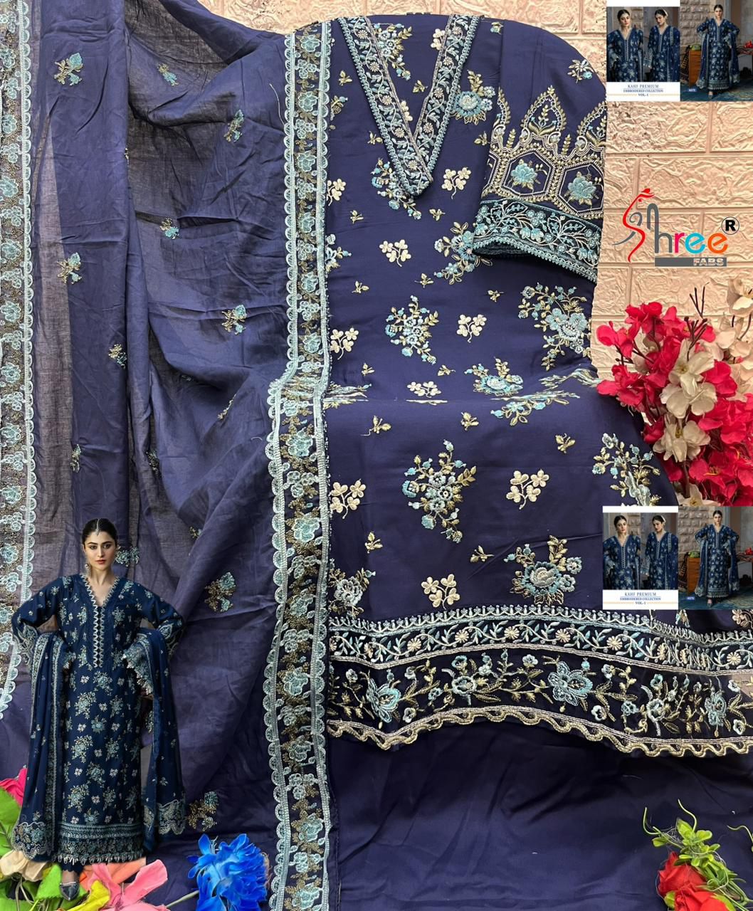 Kahf Vol 1 Embroidered Collection Shree Fabs Reyon Pakistani Salwar Suits Supplier Gujarat