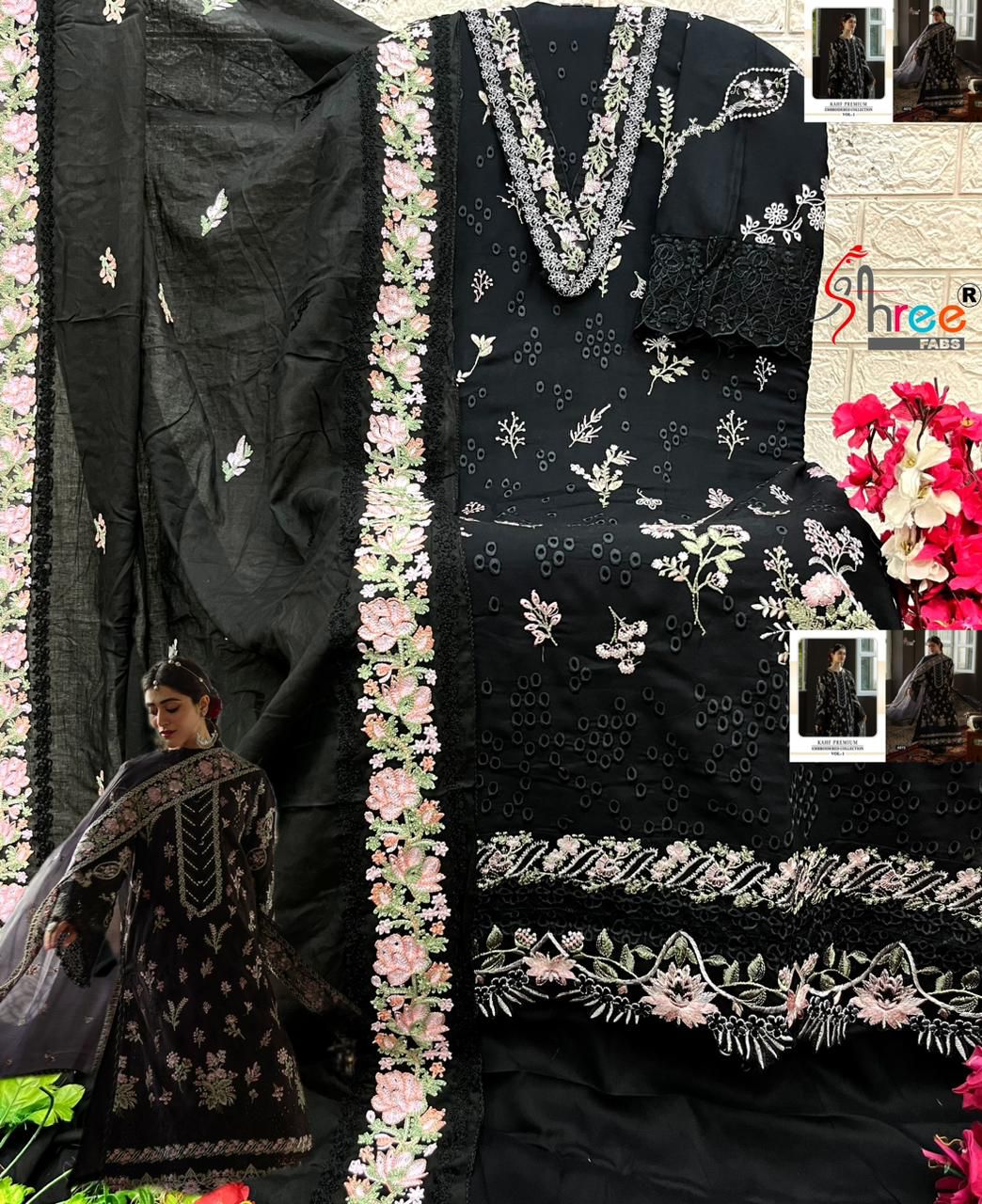 Kahf Vol 1 Embroidered Collection Shree Fabs Reyon Pakistani Salwar Suits Supplier Gujarat