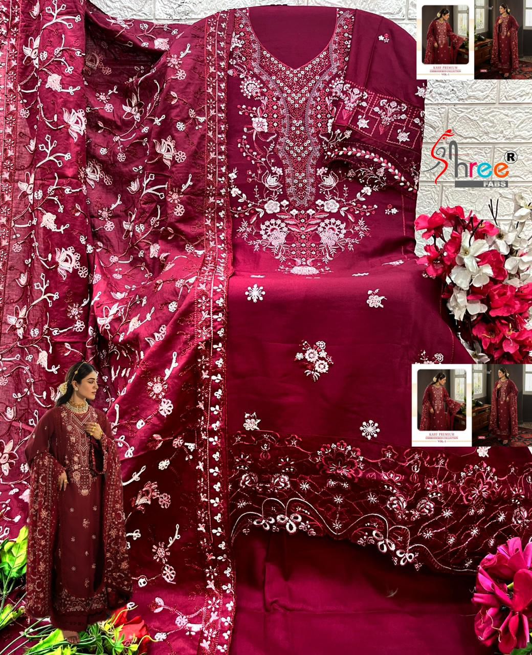 Kahf Vol 1 Embroidered Collection Shree Fabs Reyon Pakistani Salwar Suits Supplier Gujarat