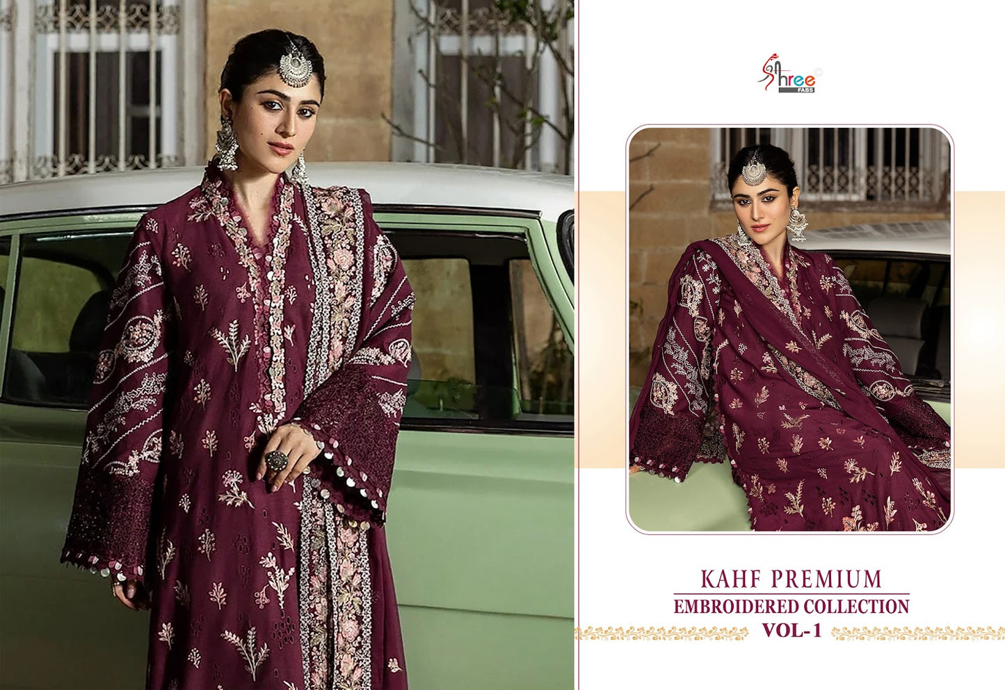 Kahf Vol 1 Embroidered Collection Shree Fabs Reyon Pakistani Salwar Suits Supplier Gujarat