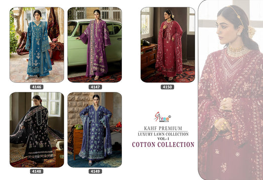 Kahf Vol 1 Luxury Lawn Cotton Shree Fabs Cotton Pakistani Salwar Suits Supplier