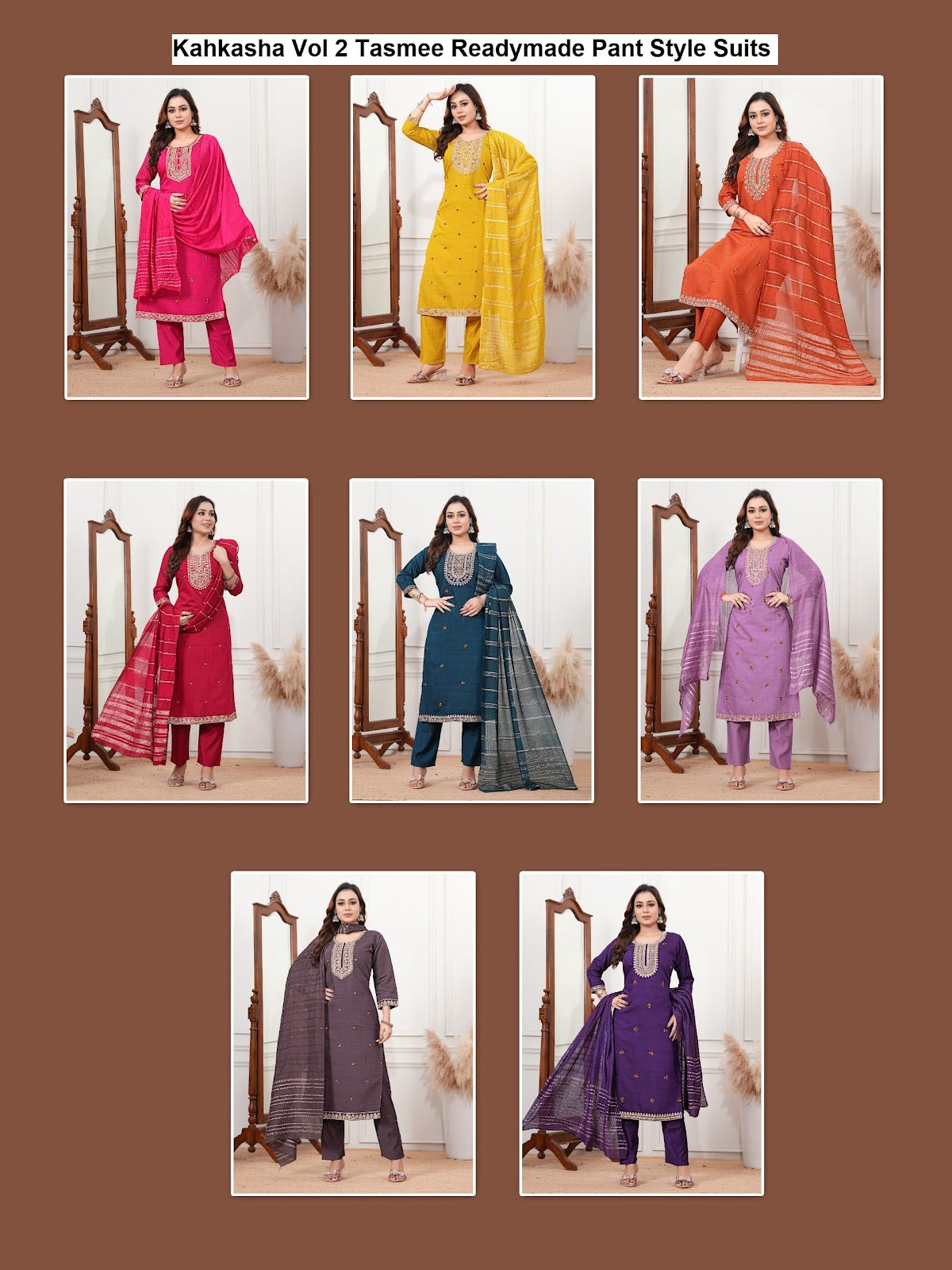 Kahkasha Vol 2 Tasmee Vertical Readymade Pant Style Suits Supplier