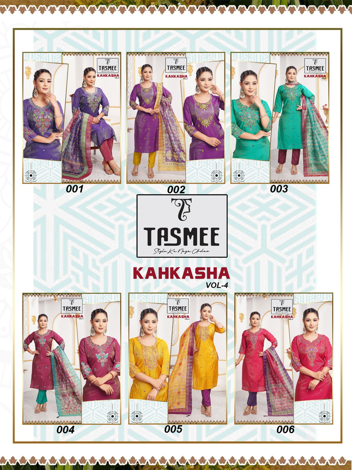 Kahkasha Vol 4 Tasmee Vertical Readymade Pant Style Suits Manufacturer Ahmedabad