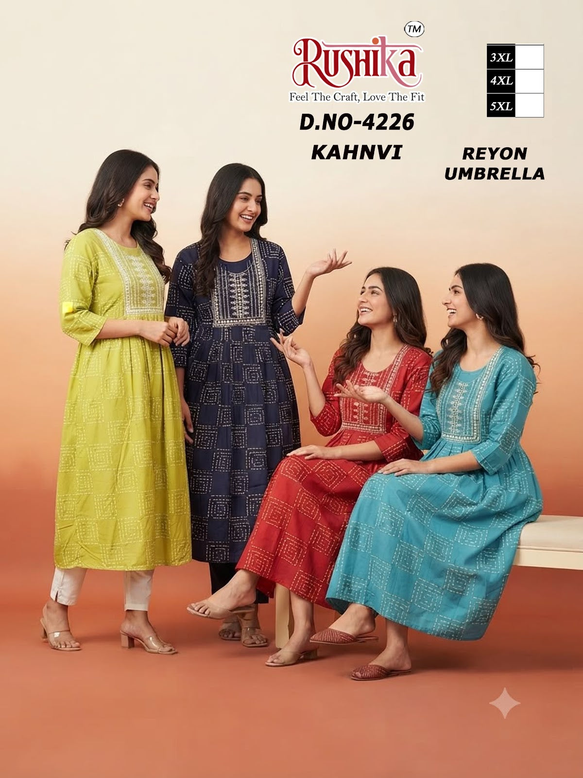 Kahnvi Plus Size Rushika Reyon Anarkali Kurtis Manufacturer India