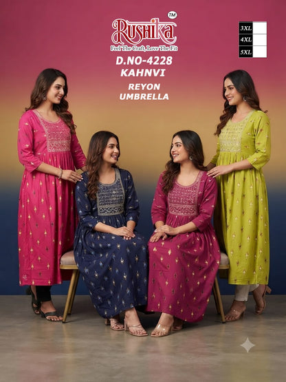 Kahnvi Plus Size Rushika Reyon Anarkali Kurtis Manufacturer India