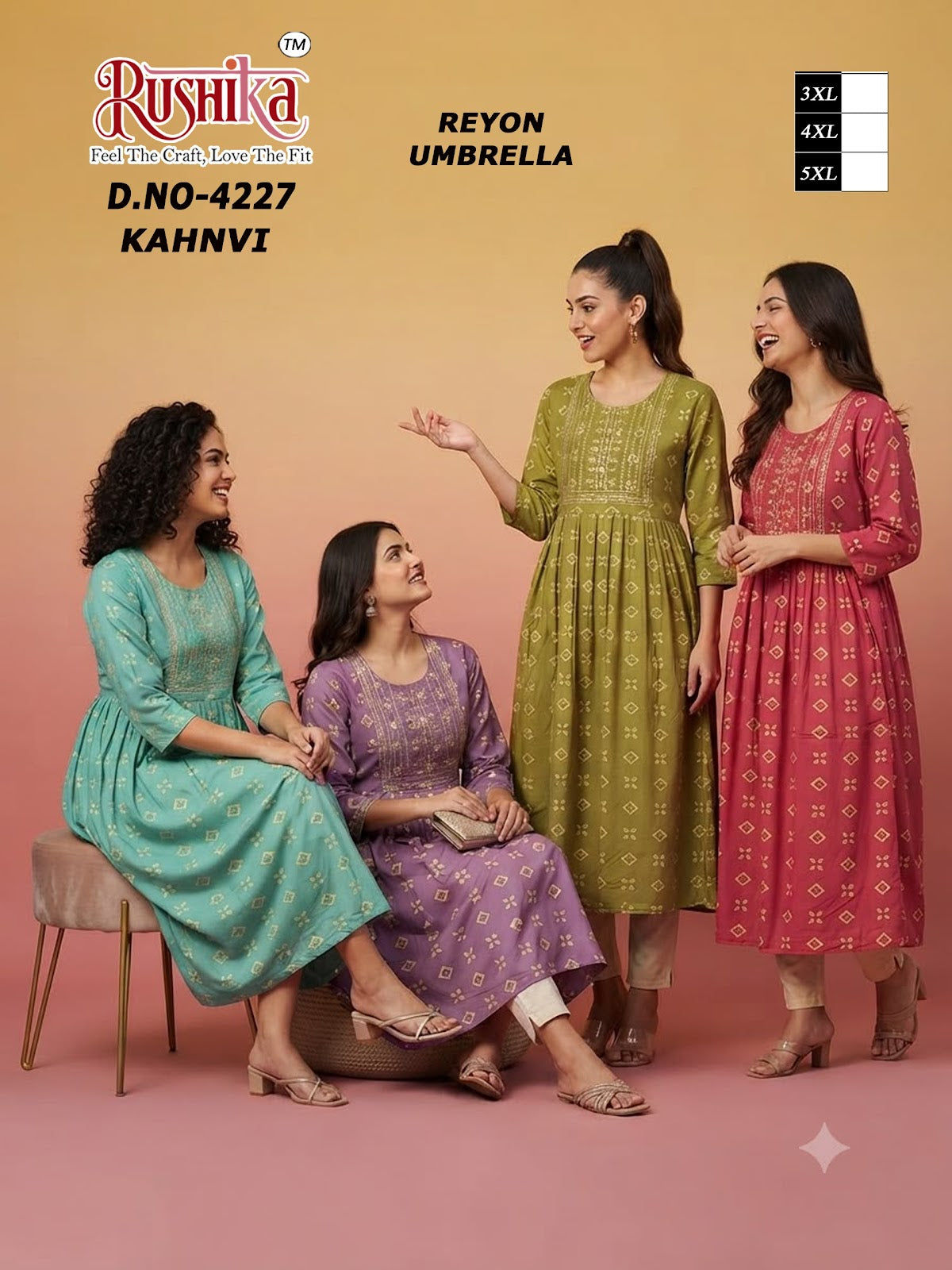Kahnvi Plus Size Rushika Reyon Anarkali Kurtis Manufacturer India