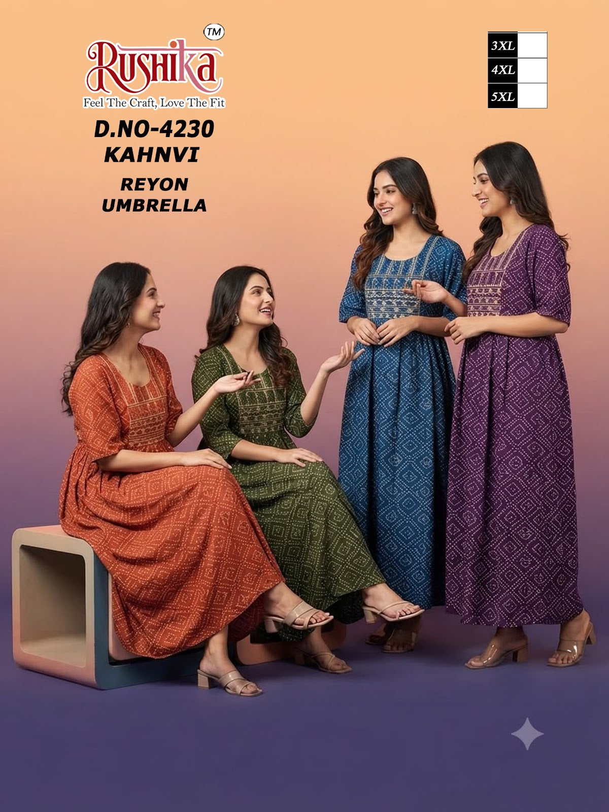 Kahnvi Plus Size Rushika Reyon Anarkali Kurtis Manufacturer India