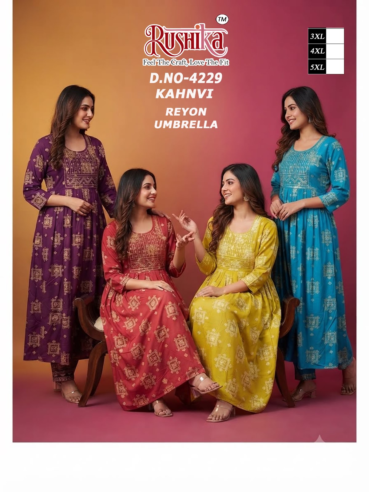 Kahnvi Plus Size Rushika Reyon Anarkali Kurtis Manufacturer India