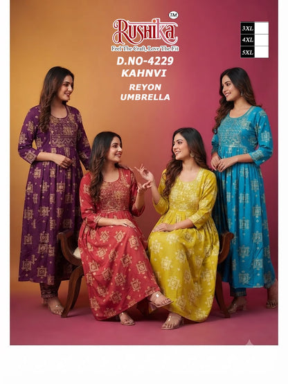 Kahnvi Plus Size Rushika Reyon Anarkali Kurtis Manufacturer India