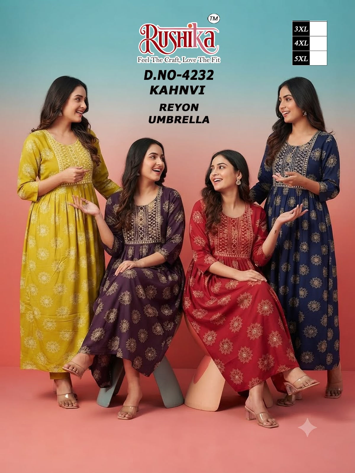 Kahnvi Plus Size Rushika Reyon Anarkali Kurtis Manufacturer India