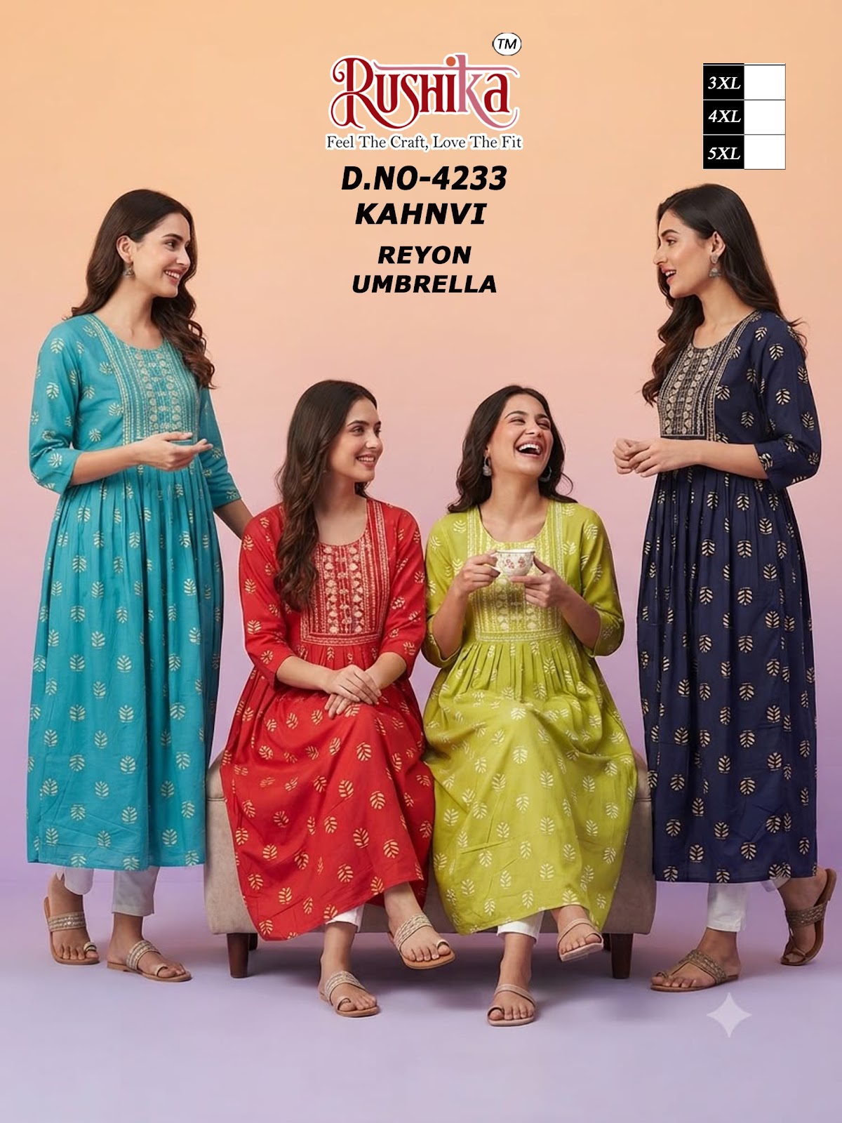 Kahnvi Plus Size Rushika Reyon Anarkali Kurtis Manufacturer India
