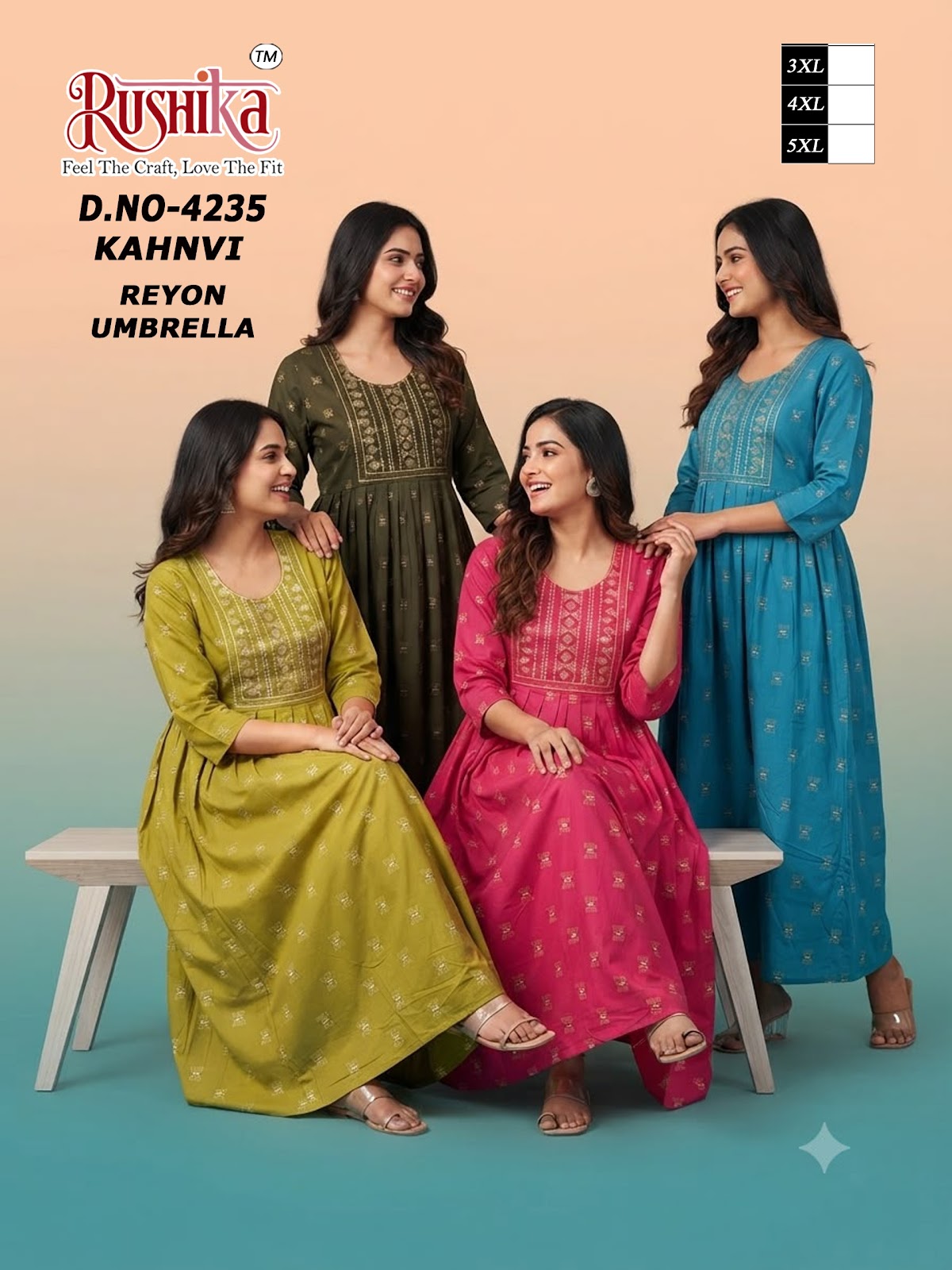 Kahnvi Plus Size Rushika Reyon Anarkali Kurtis Manufacturer India