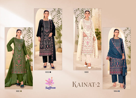 Kainat 2 Saffron Bemberg Viscose Muslin Pant Style Suits Wholesale Price