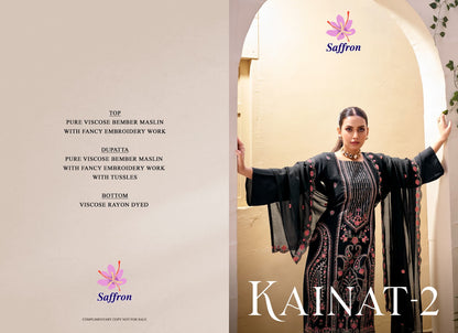 Kainat 2 Saffron Bemberg Viscose Muslin Pant Style Suits Wholesale Price