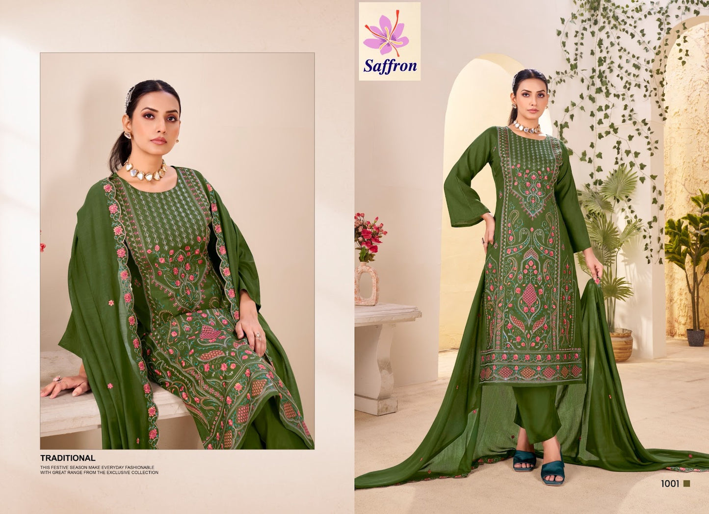 Kainat 2 Saffron Bemberg Viscose Muslin Pant Style Suits Wholesale Price