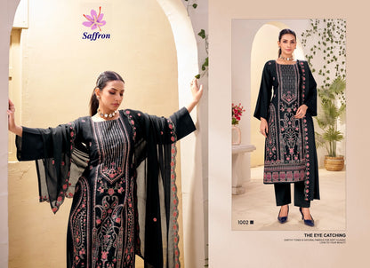 Kainat 2 Saffron Bemberg Viscose Muslin Pant Style Suits Wholesale Price