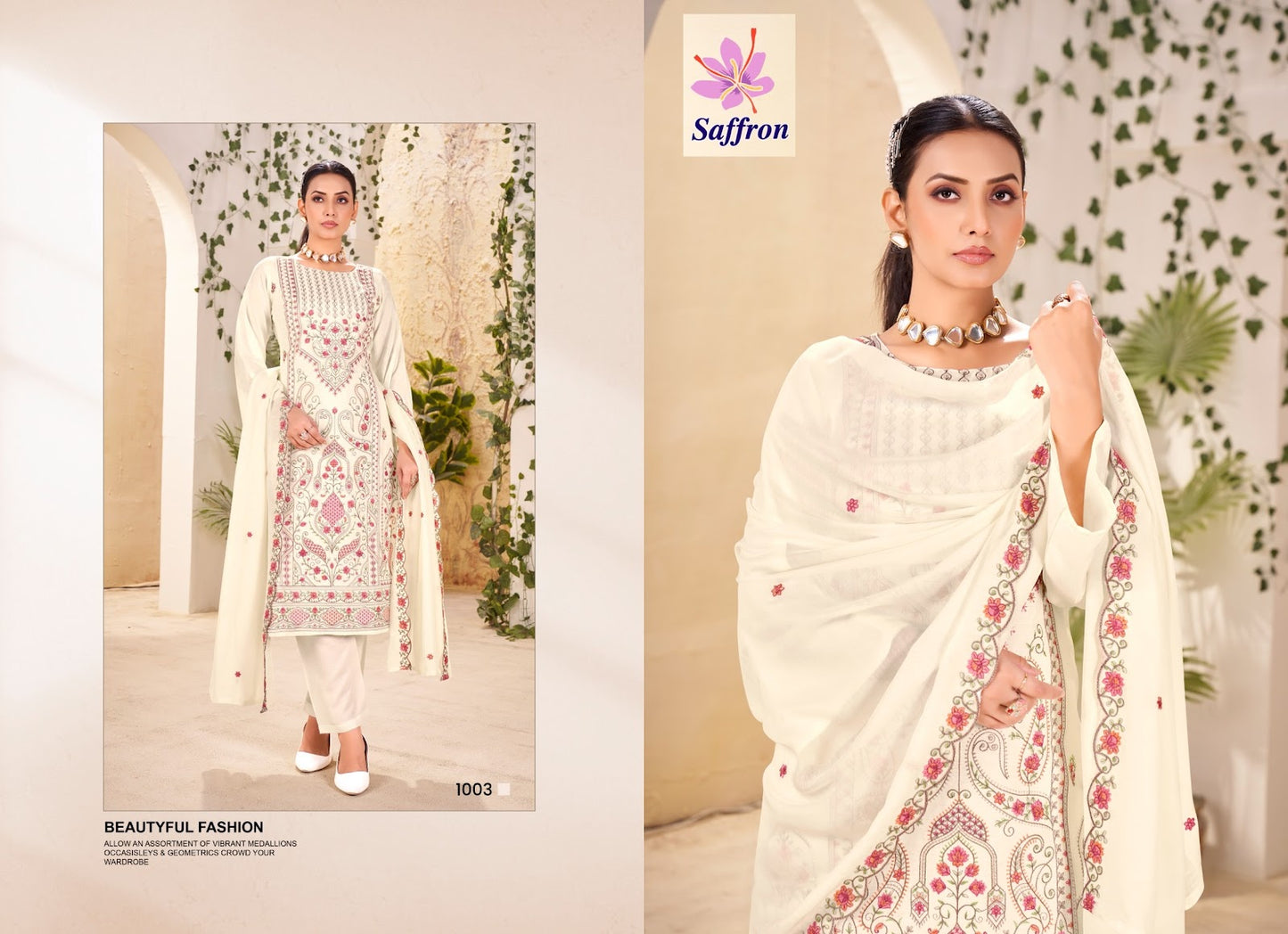 Kainat 2 Saffron Bemberg Viscose Muslin Pant Style Suits Wholesale Price
