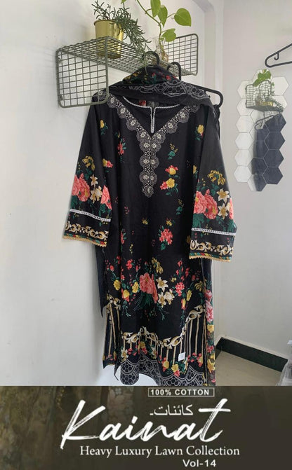Kainat Vol 14 Keval Fab Lawn Cotton Karachi Readymade Suits Supplier Ahmedabad