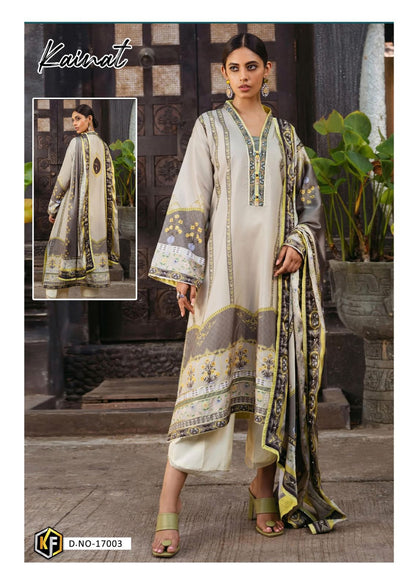 Kainat Vol 17 Heavy Luxury Lawn Collection Keval Fab Cotton Karachi Salwar Suits Wholesaler Ahmedabad