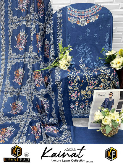Kainat Vol 20 Heavy Luxury Lawn Collection Keval Fab Cotton Karachi Salwar Suits Manufacturer