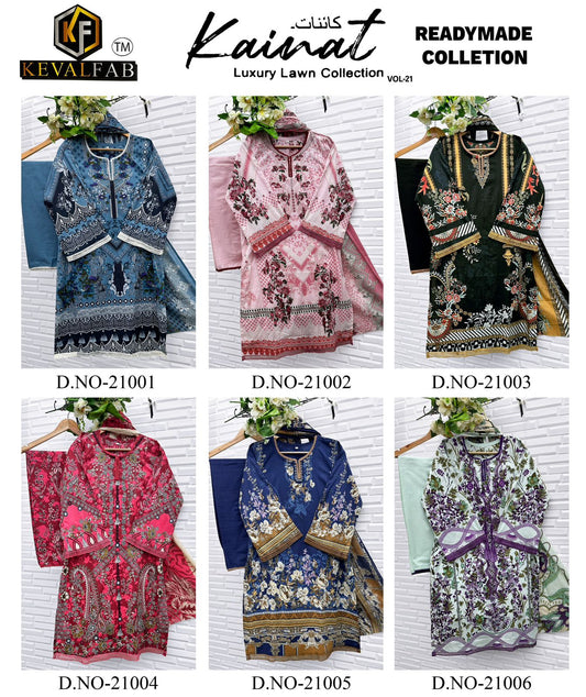 Kainat Vol 21 Luxury Lawn Collection Keval Fab Cotton Karachi Readymade Suits Wholesale Rate
