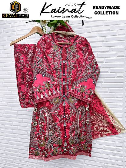 Kainat Vol 21 Luxury Lawn Collection Keval Fab Cotton Karachi Readymade Suits Wholesale Rate