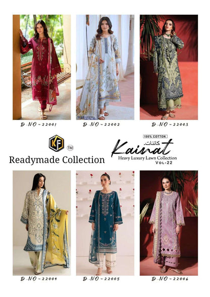 Kainat Vol 22 Luxury Lawn Collection Keval Fab Cotton Karachi Readymade Suits Supplier