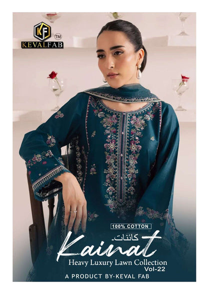 Kainat Vol 22 Luxury Lawn Collection Keval Fab Cotton Karachi Readymade Suits Supplier