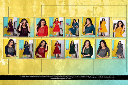 Kainnat Ramdev Creation Rayon 14Kg Anarkali Kurtis Wholesaler Ahmedabad