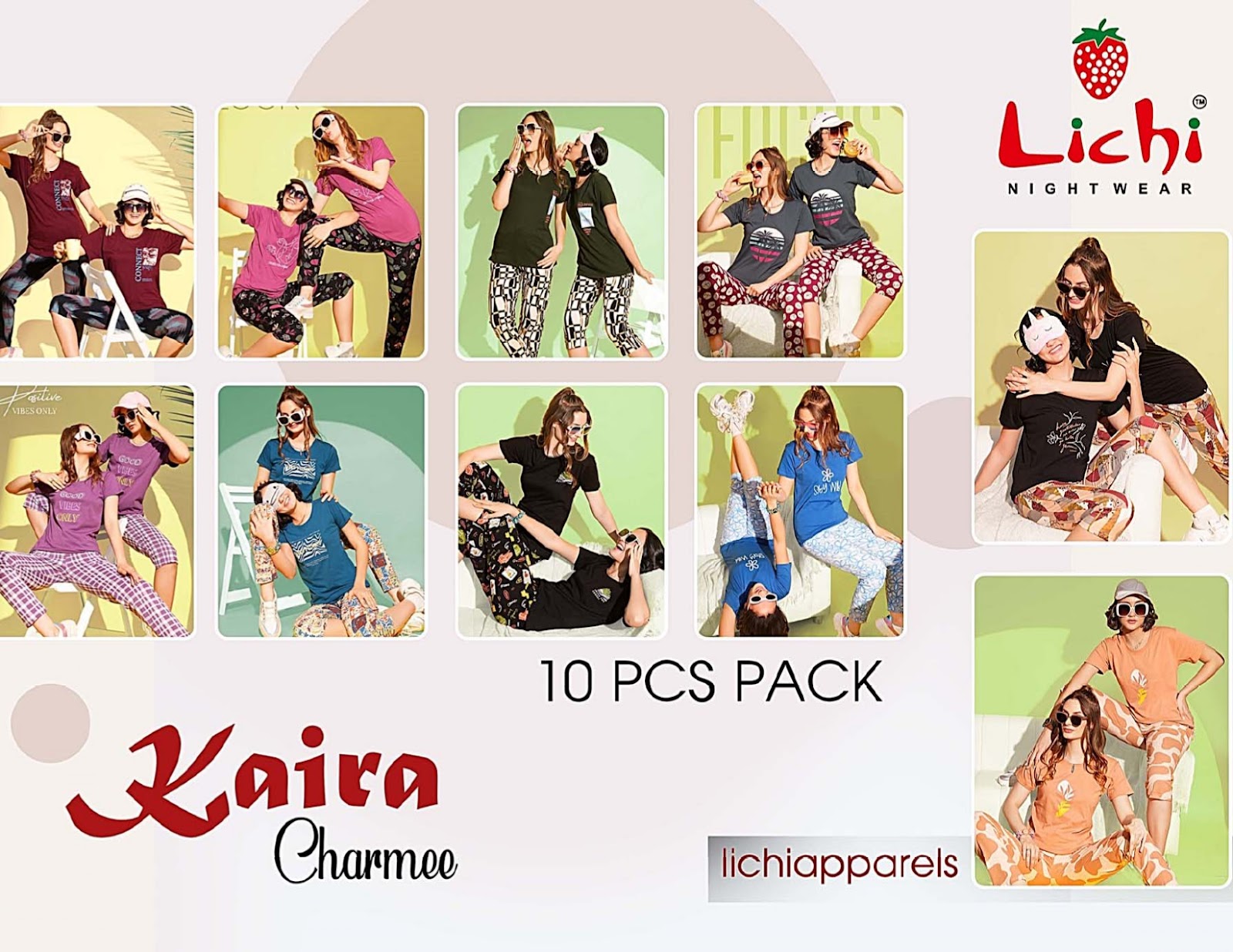 Kaira Lichi Cotton Pyjama Night Suits Supplier India