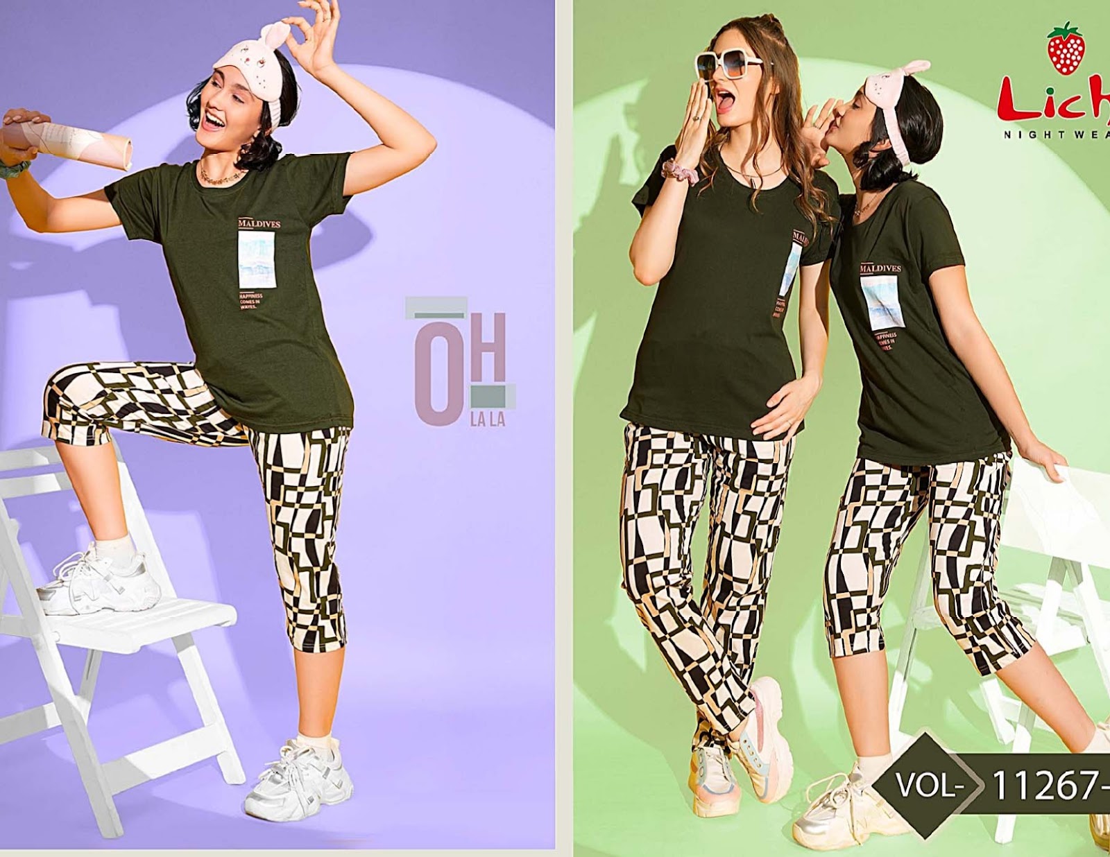 Kaira Lichi Cotton Pyjama Night Suits Supplier India