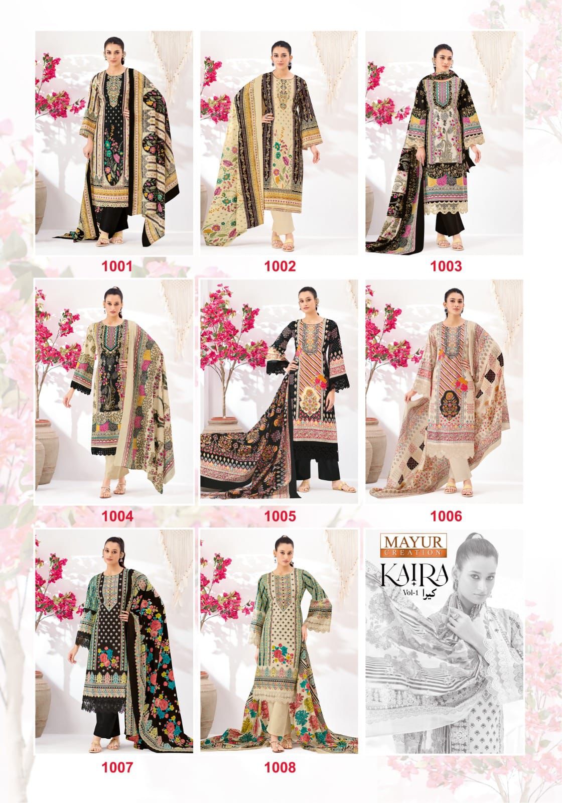 Kaira Vol 1 Mayur Creation Mix Cotton Karachi Salwar Suits Exporter Ahmedabad