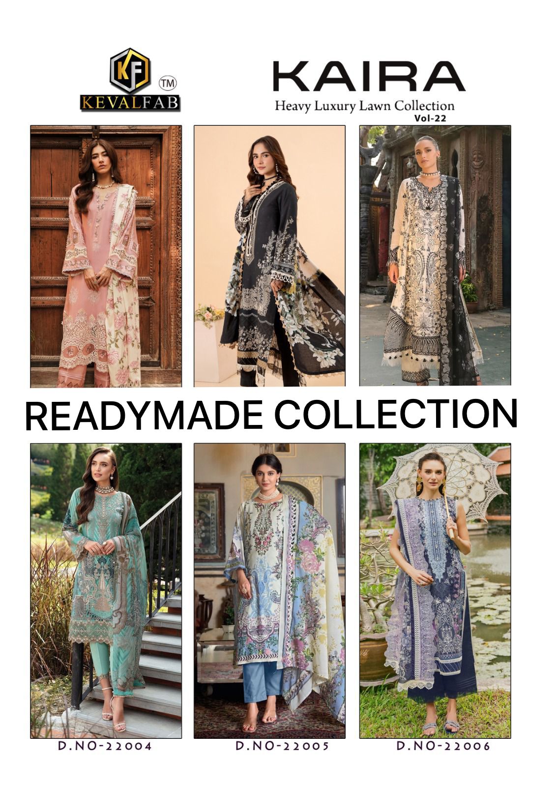 Kaira Vol 22 Heavy Luxury Lawn Collection Keval Fab Cotton Karachi Readymade Suits Wholesale