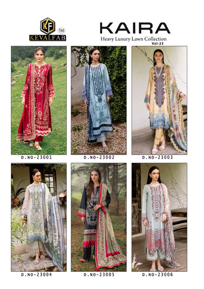 Kaira Vol 23 Heavy Luxury Lawn Collection Keval Fab Cotton Karachi Salwar Suits Supplier India