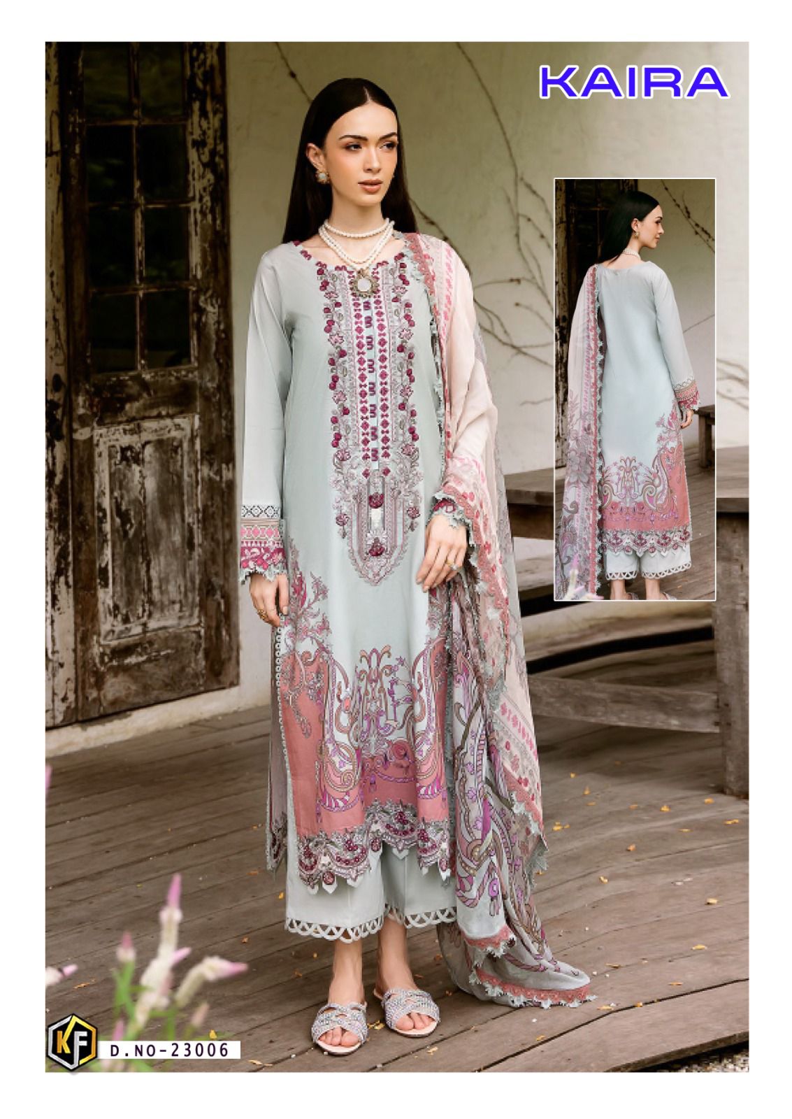 Kaira Vol 23 Heavy Luxury Lawn Collection Keval Fab Cotton Karachi Salwar Suits Supplier India