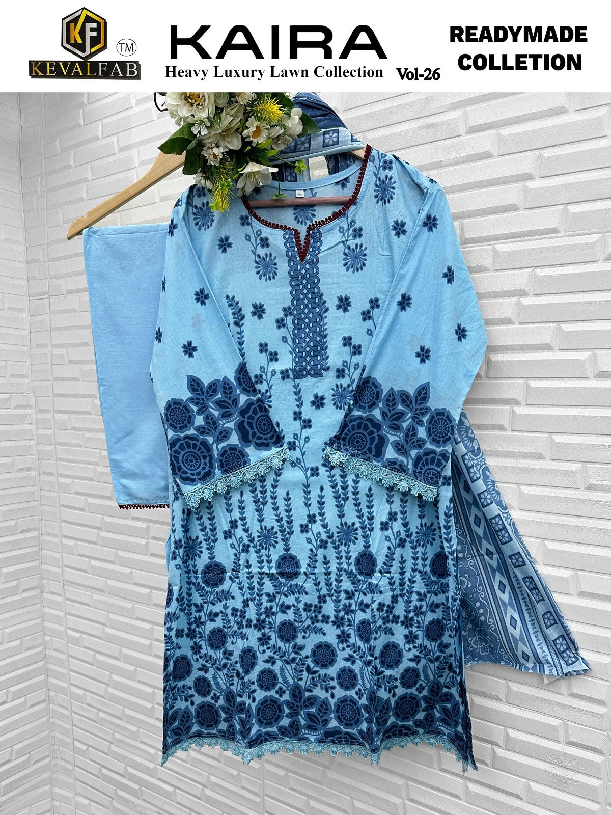 Kaira Vol 26 Keval Fab Lawn Cotton Karachi Readymade Suits Manufacturer Ahmedabad