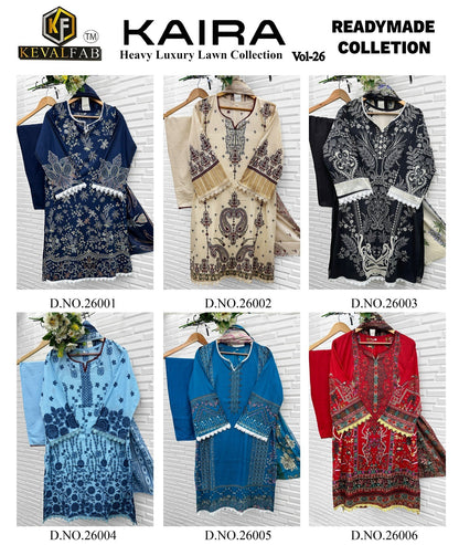 Kaira Vol 26 Keval Fab Lawn Cotton Karachi Readymade Suits Manufacturer Ahmedabad