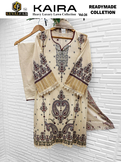 Kaira Vol 26 Keval Fab Lawn Cotton Karachi Readymade Suits Manufacturer Ahmedabad