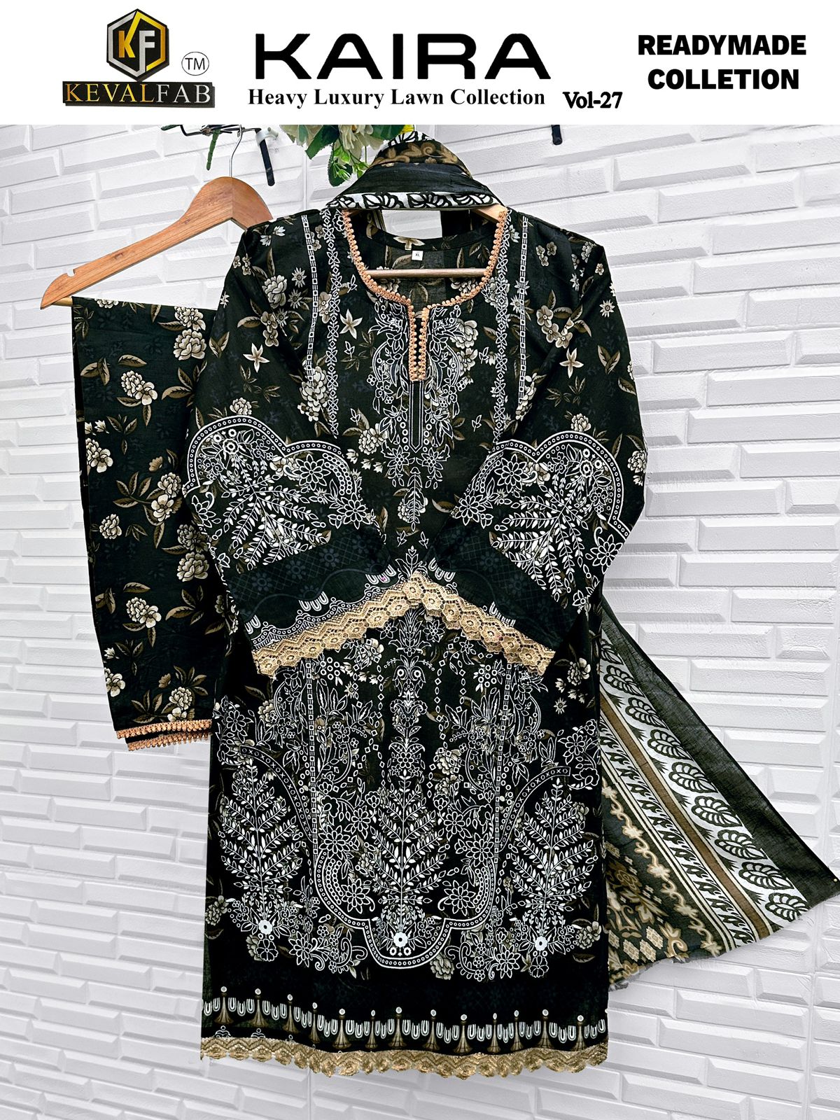 Kaira Vol 27 Keval Fab Lawn Cotton Karachi Readymade Suits Wholesale