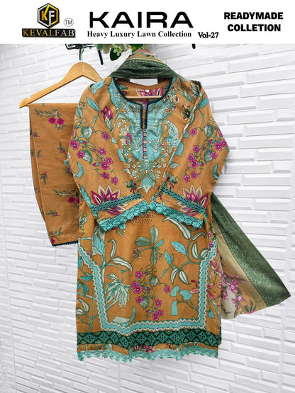 Kaira Vol 27 Keval Fab Lawn Cotton Karachi Readymade Suits Wholesale